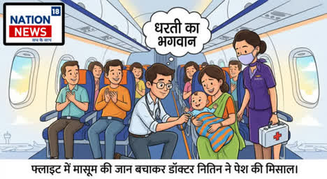 फ्लाइट में देवदूत बनकर आए डॉक्टर: सांसें थमने की कगार पर थे 4 महीने के मासूम की सूझबूझ से बचाई जान